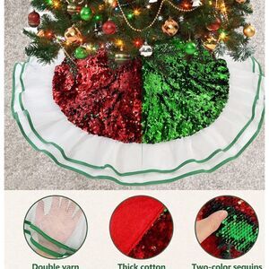 Color Changing Glitter Sequined Tree Skirt. 40". NIP